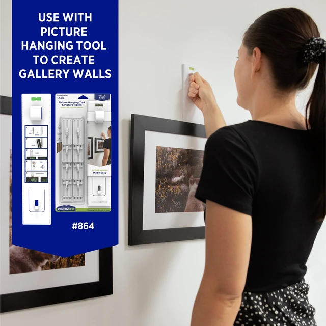Alt view image 5 of 7 - Permastik Extra Large Adhesive Picture Hooks, Rental Safe, Holds up to 7.7 lbs (3 Pack)
