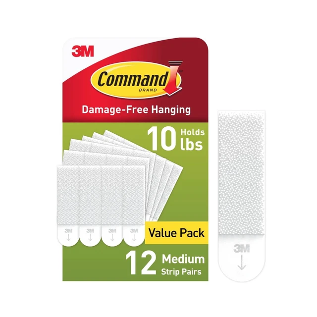 Alt view image 2 of 3 - Command White Large Picture Hanging Strips, 12 Pairs + Medium Picture Hanging Strips, 12 Pairs