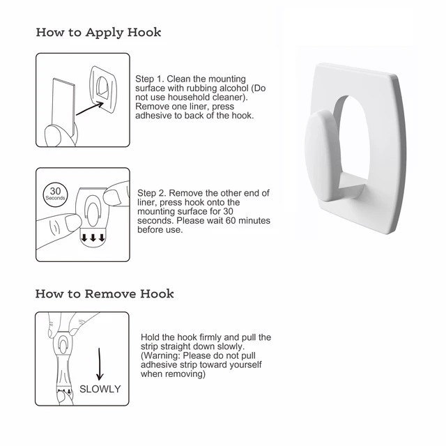 Alt view image 4 of 5 - Pen+Gear Mini Wall Hooks, Heavy-Duty Plastic Adhesive, Damage Free, White, 12 Count