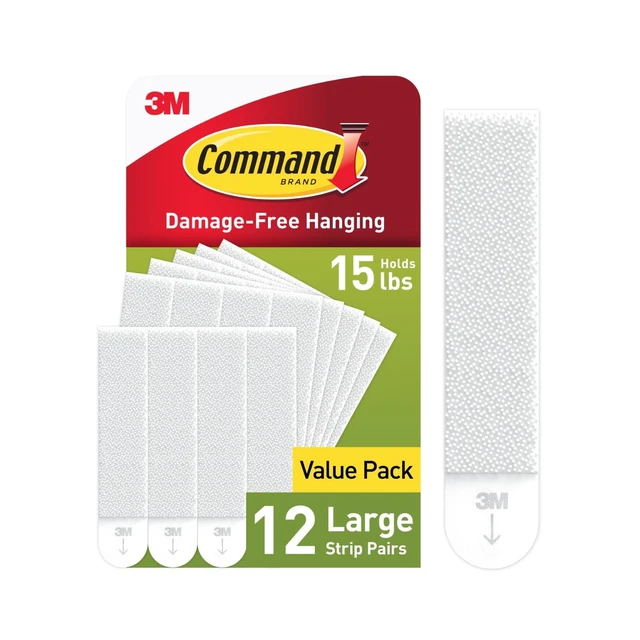 Alt view image 3 of 3 - Command Outdoor Light Clips, Clear, 16 Clips and Command White Large Picture Hanging Strips, 12 Pairs