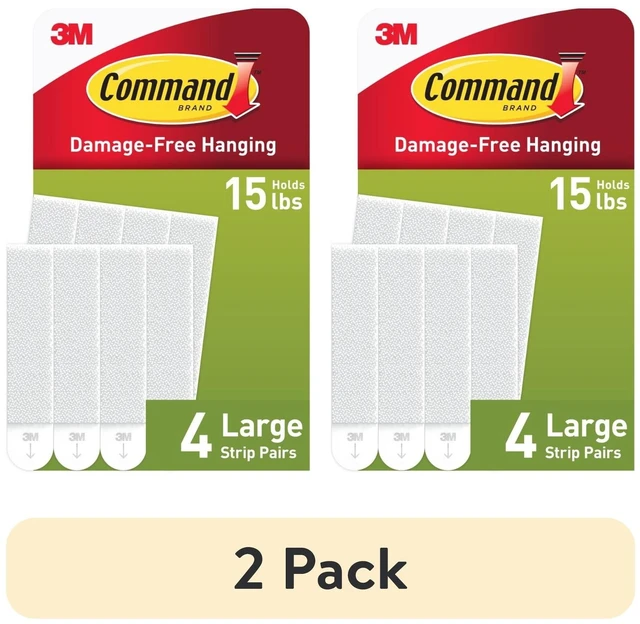 Main image of Command Large Picture Hangers 2 Pack, Holds 15lbs, White, Damage-Free Hanging, 4 Pairs Adhesive Strips