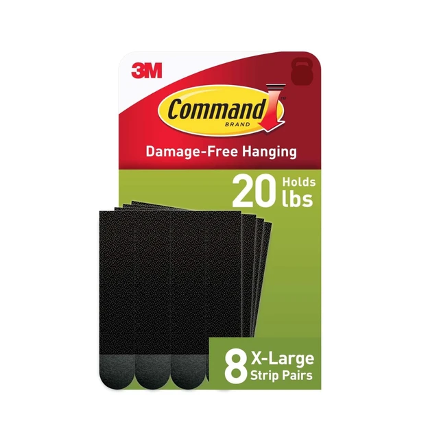 Alt view image 3 of 5 - Command Heavy Duty Picture Hangers (3 Pack) - Holds 20Lbs, Black, Damage-Free Hanging, 8Pairs Adhesive Strips