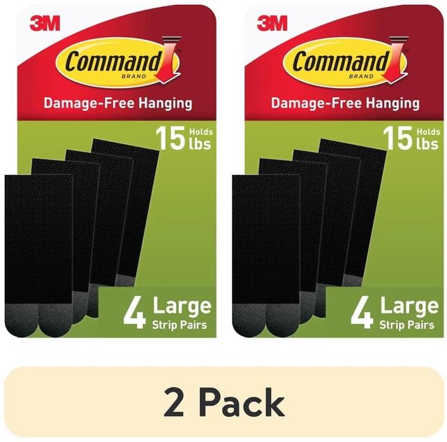 Main image of Command Large Picture Hangers (2 Pack), Holds 15 lbs, Black, Damage-Free Hanging, 4 Pairs Adhesive Strips