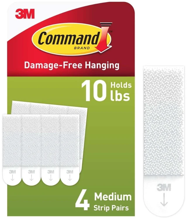 Alt view image 2 of 5 - Command Medium Picture Hangers (2 Pack), Holds 10lbs, White, Damage-Free Hanging, 4Pairs Adhesive Strips