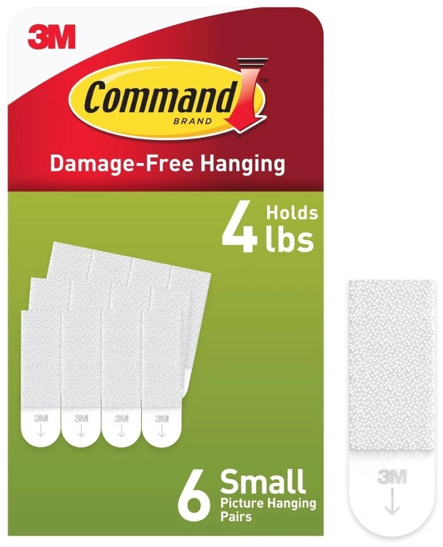 Alt view image 5 of 5 - Command Small Picture Hangers, 4lbs Capacity, 2Pack, White, Damage-Free Hanging, 6Pairs Adhesive Strips