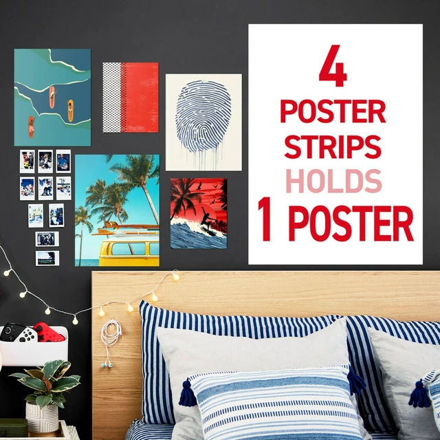 Alt view image 2 of 5 - Command Poster Strips (3 Pack) - White, Damage-Free Hanging, 12 Strips