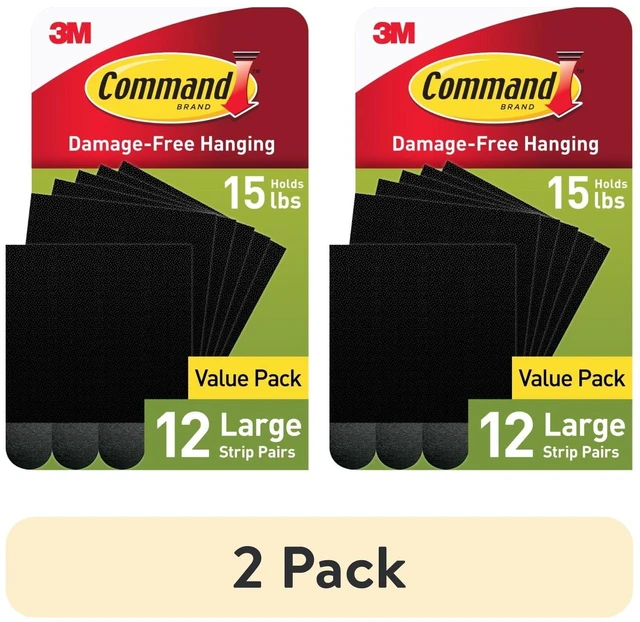 Main image of Command Large Picture Hangers (2 Pack), Holds 15lbs, Black, Damage-Free Hanging, 12Pairs Adhesive Strips