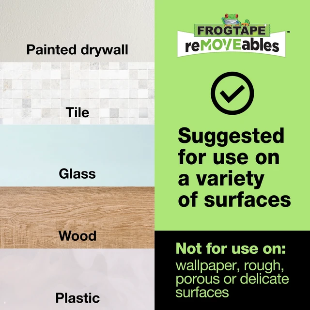 Alt view image 4 of 6 - FrogTape reMOVEables Medium Clear Picture Hanging Strips, 12 Pairs