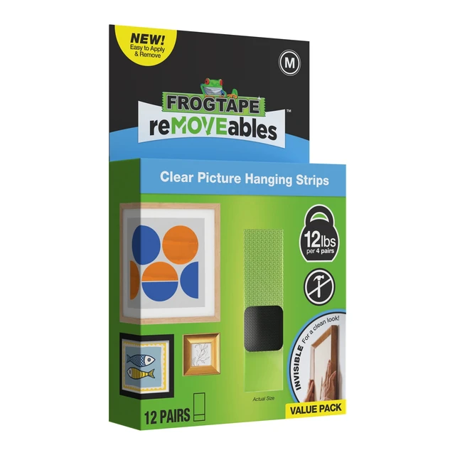 Alt view image 2 of 6 - FrogTape reMOVEables Medium Clear Picture Hanging Strips, 12 Pairs