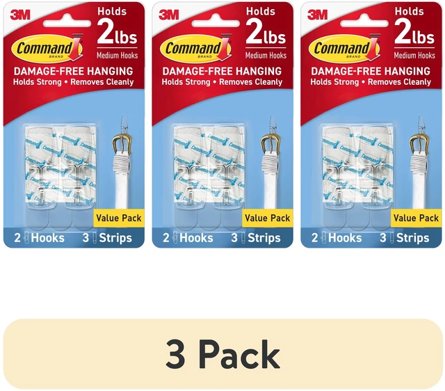Main image of Command Wire Toggle Hooks, 3 Pack, Clear, Medium, 2 Wall Hooks, Damage-Free Hanging