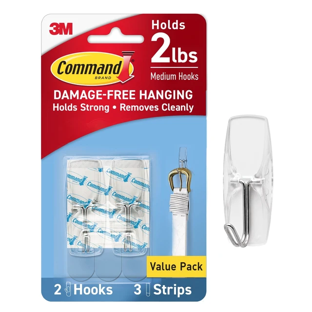 Alt view image 5 of 5 - Command Wire Toggle Hooks, 3 Pack, Clear, Medium, 2 Wall Hooks, Damage-Free Hanging