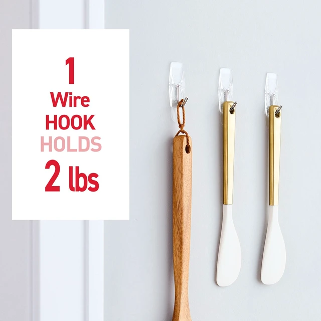 Alt view image 3 of 5 - Command Wire Toggle Hooks, 3 Pack, Clear, Medium, 2 Wall Hooks, Damage-Free Hanging