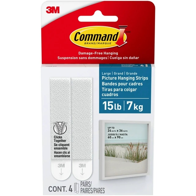 Alt view image 3 of 5 - Command Bath Picture Hanging Strips, Large, White, 4 Water Resistant Pairs, 3 Pack
