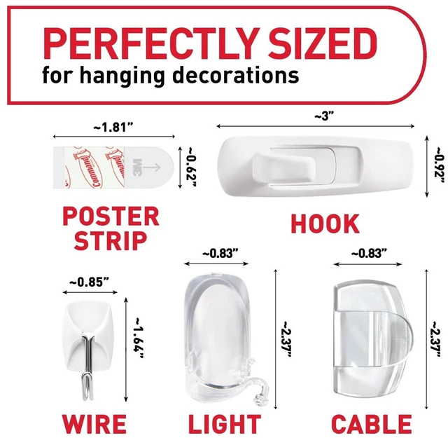 Alt view image 5 of 5 - Command Hooks Hang and Decorating Kit, Damage Free Variety Pack, Holds 3lbs, White, Hangs 32 Items
