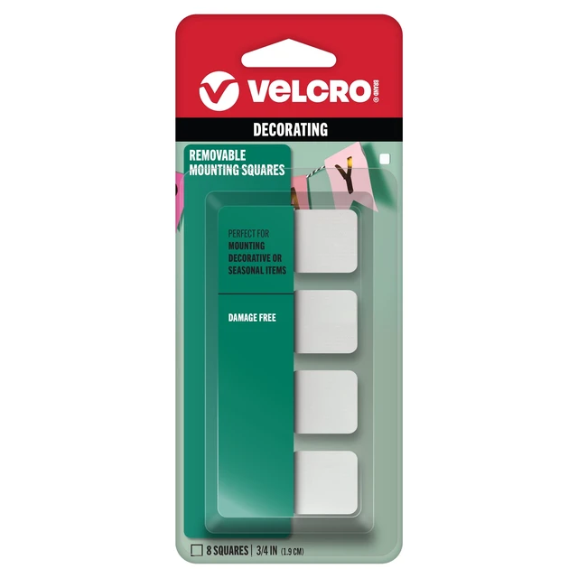 Alt view image 6 of 7 - VELCRO Brand Removable Mounting Squares, Damage-Free Decorating, 3/4", 8 Count, 2 Pack (95190)