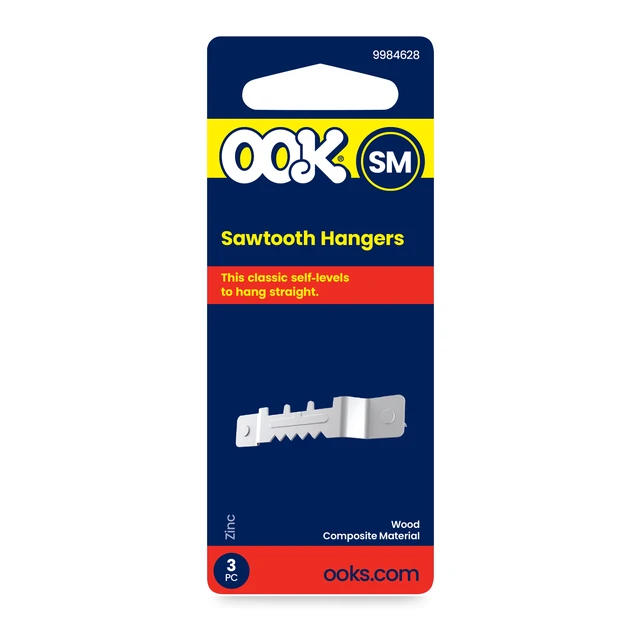 Alt view image 2 of 6 - Ook Sawtooth Picture Hangers ReadyNail Small Self-Leveling Steel Zinc Finish Silver (4-Pack)