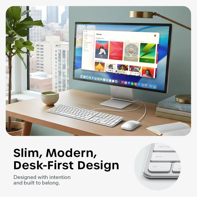 Alt view image 2 of 7 - Slim LX3 Wired Keyboard, Cross-Platform OS Switching, Silver | Full-size layout, USB-C or USB-A connectivity, for Mac and PC setups