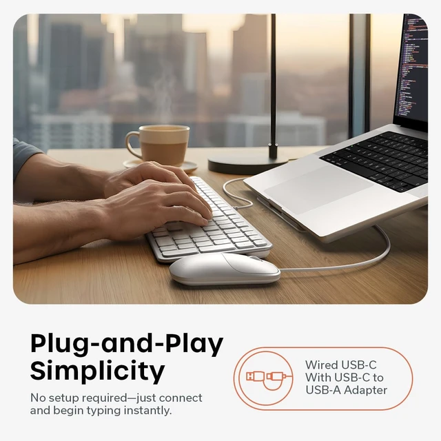 Alt view image 3 of 7 - Slim LX3 Wired Keyboard, Cross-Platform OS Switching, Silver | Full-size layout, USB-C or USB-A connectivity, for Mac and PC setups