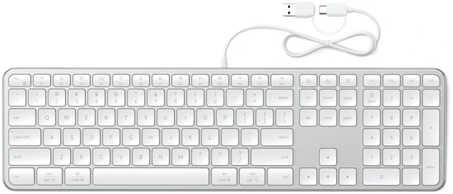 Main image of Slim LX3 Wired Keyboard, Cross-Platform OS Switching, Silver | Full-size layout, USB-C or USB-A connectivity, for Mac and PC setups
