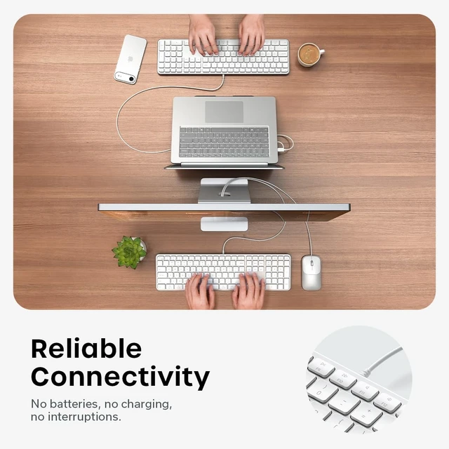 Alt view image 4 of 7 - Slim LX3 Wired Keyboard, Cross-Platform OS Switching, Silver | Full-size layout, USB-C or USB-A connectivity, for Mac and PC setups