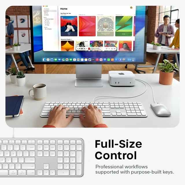 Alt view image 5 of 7 - Slim LX3 Wired Keyboard, Cross-Platform OS Switching, Silver | Full-size layout, USB-C or USB-A connectivity, for Mac and PC setups