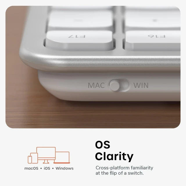 Alt view image 7 of 7 - Slim LX3 Wired Keyboard, Cross-Platform OS Switching, Silver | Full-size layout, USB-C or USB-A connectivity, for Mac and PC setups
