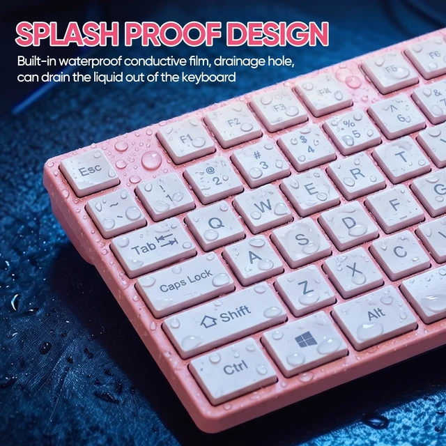 Alt view image 5 of 7 - Wired Keyboard and Mouse Combo, Full-Sized Ergonomic Computer Keyboard and Optical Wired Mouse for Windows, Mac OS Desktop/Laptop/PC-Pink