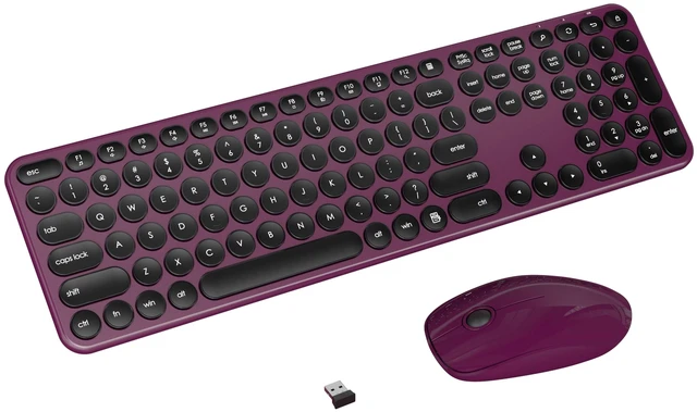 Main image of Wireless Keyboard and Mouse Combo, 2.4GHz Wireless (Claret Black) | Low Profile Quiet Typing Design, Plug and Play, 110 Round Keys Full-Size Silent Keyboard Set for PC, Tablet, Laptop