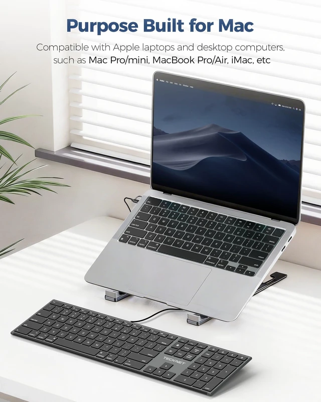 Alt view image 2 of 7 - Wired Keyboard for Mac, USB & Type-C Dual Interface, Silent Click | Ultra-Slim Keyboard, Full Size with Numeric Keypad, Compatible with Apple MacBook Pro/Air, iMac Pro/mini