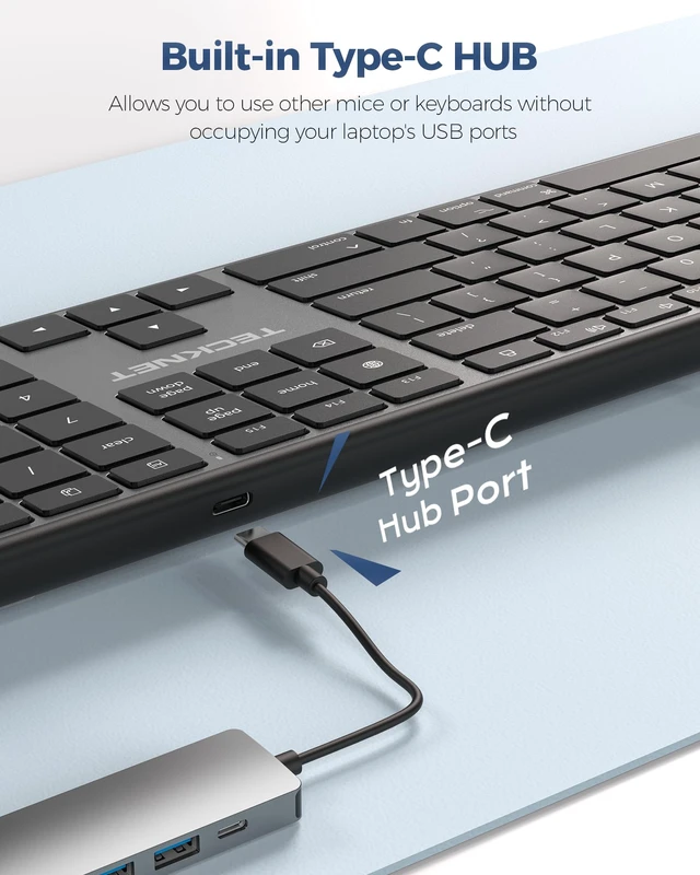 Alt view image 7 of 7 - Wired Keyboard for Mac, USB & Type-C Dual Interface, Silent Click | Ultra-Slim Keyboard, Full Size with Numeric Keypad, Compatible with Apple MacBook Pro/Air, iMac Pro/mini