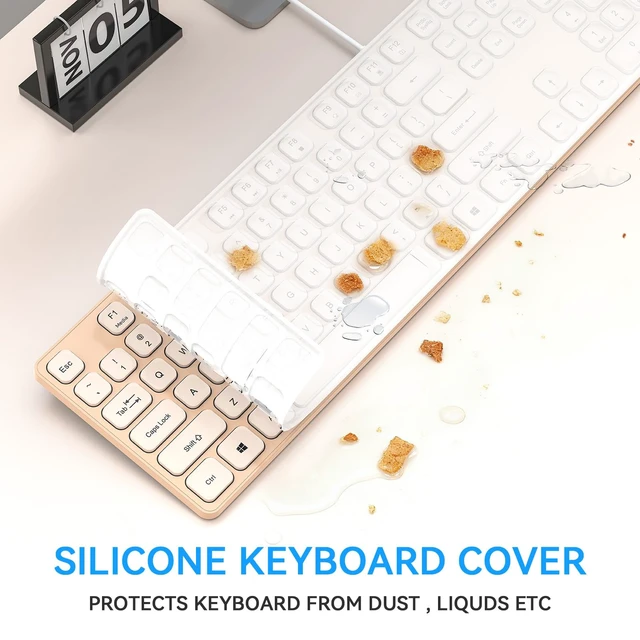 Alt view image 4 of 7 - Wired USB Keyboard, Comfortable Quiet Chocolate Keys, Durable Ultra-Slim Computer Keyboard Wired(QWERTY) for PC, Windows 11/10/8/7/XP (Milk Tea, Wired Keyboard for Windows)