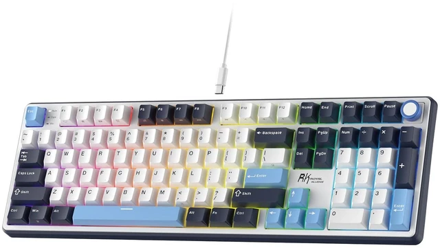 Main image of X104 Wired Full Size Mechanical Gaming Keyboard, Metal Knob | Creamy Keyboard with Number Pad,104 Keys RGB Computer Keyboard Hot Swappable Linear Switch, Online Software for Wins/Mac