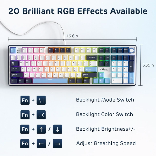 Alt view image 5 of 7 - X104 Wired Full Size Mechanical Gaming Keyboard, Metal Knob | Creamy Keyboard with Number Pad,104 Keys RGB Computer Keyboard Hot Swappable Linear Switch, Online Software for Wins/Mac