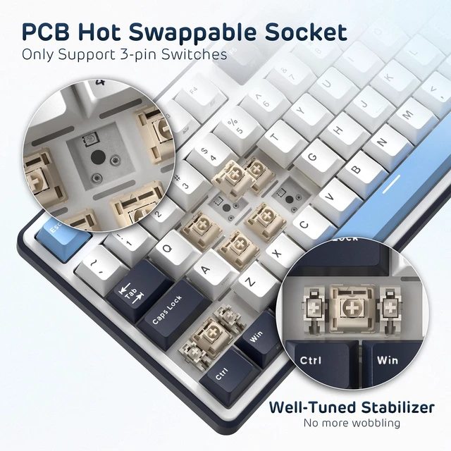 Alt view image 6 of 7 - X104 Wired Full Size Mechanical Gaming Keyboard, Metal Knob | Creamy Keyboard with Number Pad,104 Keys RGB Computer Keyboard Hot Swappable Linear Switch, Online Software for Wins/Mac