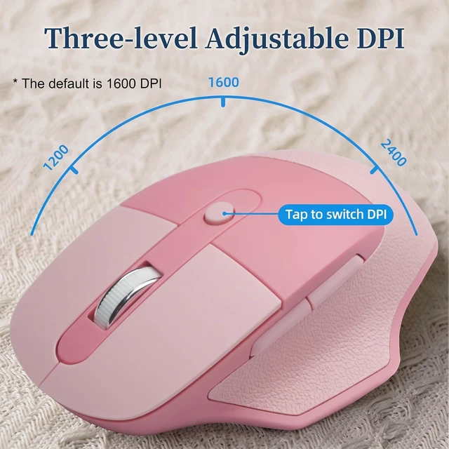 Alt view image 7 of 7 - Wireless Ergonomic Keyboard and Mouse Combo with PU Wrist Rest, Carpal Tunnel Keyboard, 2.4G Colorful Split Ergo Keyboard, Comfortable Natural Typing, Compatible with PC/Laptop (Pink)