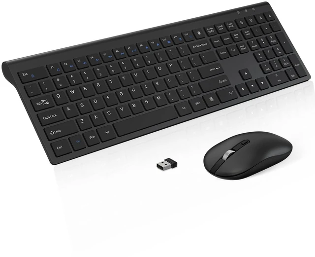 Main image of Wireless Keyboard and Mouse Combo, Full Size Silent Ergonomic Scissor Switch Keyboard and Optical Mouse Set, 2.4G Lag-Free Cordless Keyboard Mice for Computer, Mac, Laptop, PC, Windows -Black
