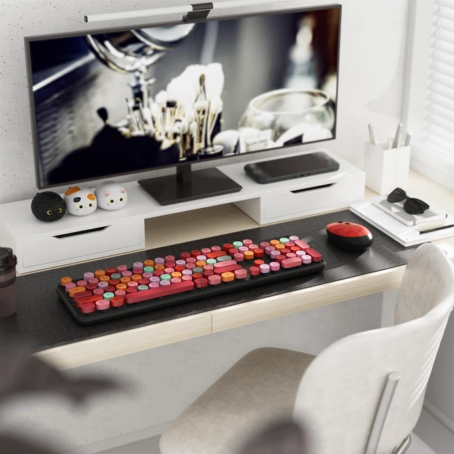 Alt view image 2 of 6 - Colorful Wireless Keyboard and Mouse Combo Red Colorful | Full-Sized Office Keyboard with Typewriter Flexible Keys, 2.4GHz Dropout-Free Connection, Optical Mouse for PC Laptop