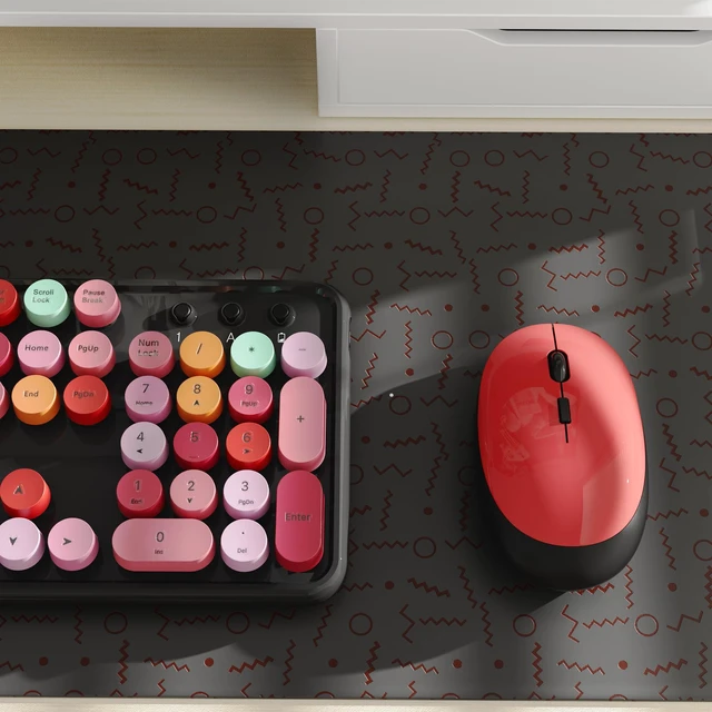Alt view image 4 of 6 - Colorful Wireless Keyboard and Mouse Combo Red Colorful | Full-Sized Office Keyboard with Typewriter Flexible Keys, 2.4GHz Dropout-Free Connection, Optical Mouse for PC Laptop