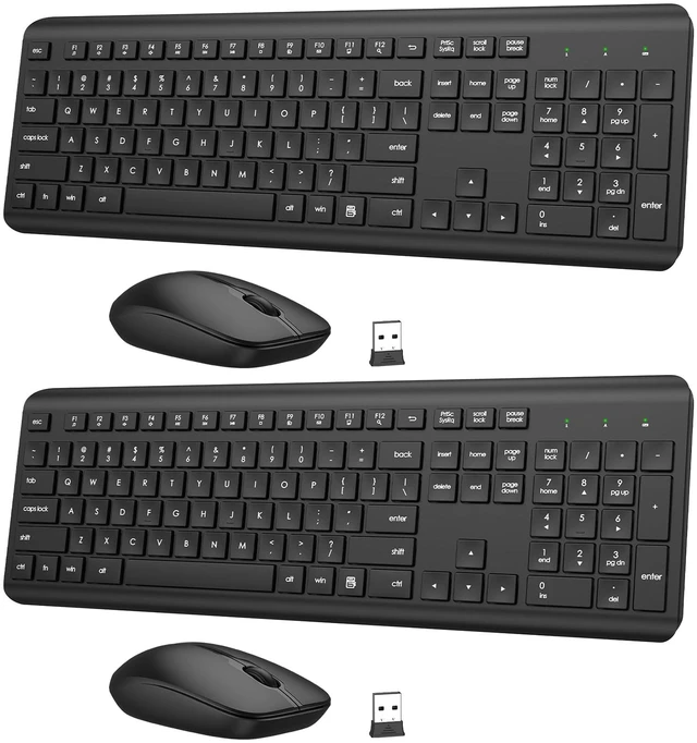 Main image of Wireless Keyboard and Mouse Combo, Full-Size Silent Ergonomic Keyboard and Optical Mouse, Long Battery Life, 2.4G Lag-Free Cordless Mice Keyboard for Laptop/Mac/PC/Windows(2 Packs