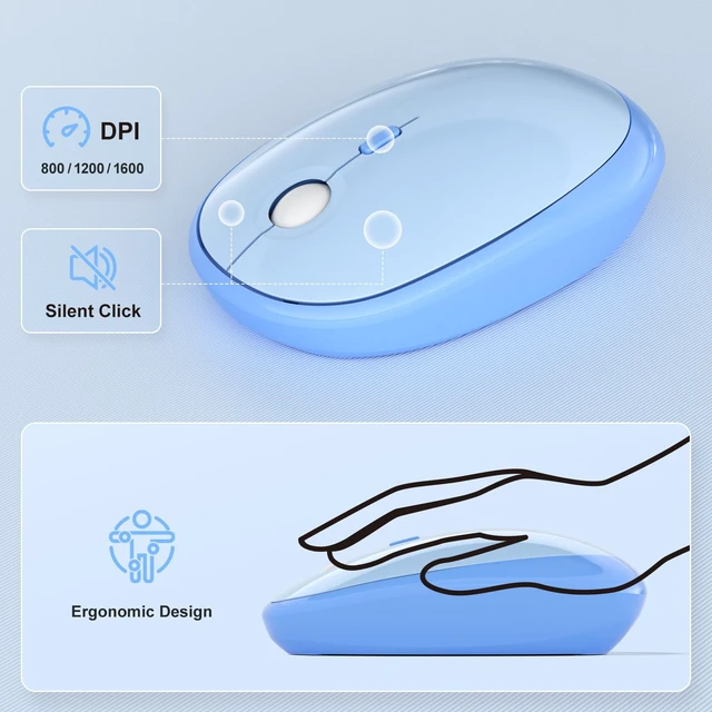 Alt view image 2 of 7 - Wireless Keyboard and Mouse Combo - Blue-Gradient Full-Sized Plug and Play Colorful Computer Keyboards - 104 Keys Round Keycap USB 2.4G Cute Keyboard for Windows/Laptop/Mac/Desktop/PC