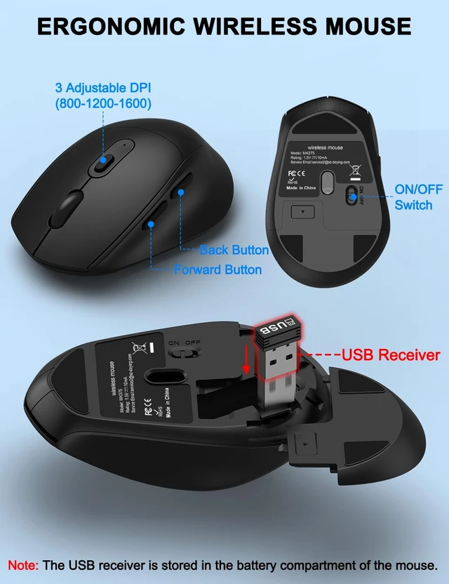 Alt view image 5 of 7 - Ergonomic Wireless Keyboard and Mouse, Silent Wave Keys with Soft Palm Rest | 2.4G Plug and Play, Full size Full-Size with Numeric Keypad, 3 Level DPI Optical Silent Mouse for Windows & Mac