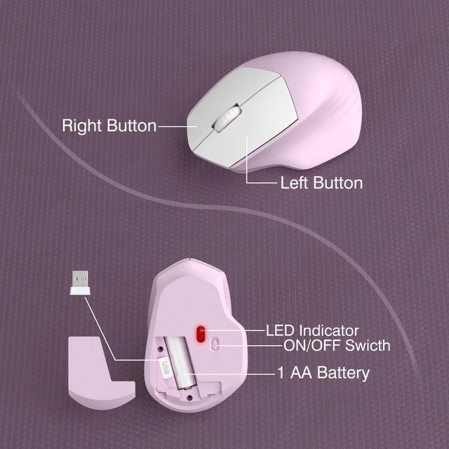Alt view image 4 of 7 - Ergonomic Wireless Keyboard and Mouse Combo(Pink) | Full-Sized Wireless Keyboard with Wrist Rest, BK Chipset, Auto Sleep, Compatible with PC/Laptop/Desktop for Office Home Use
