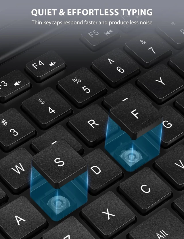 Alt view image 7 of 7 - Wireless Keyboard and Mouse Combo - Full-Sized, Ergonomic Wrist Rest | Phone Holder, Sleep Mode, 2.4G Quiet Keyboard for PC Laptop, KM23 Complete Work Setup for Office or Home
