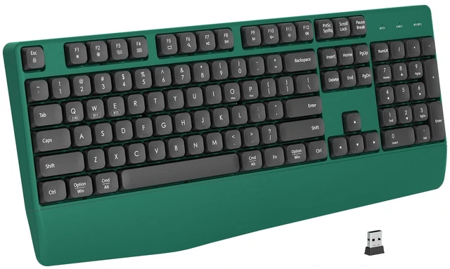 Main image of Ergonomic Wireless Bluetooth Keyboard with Wrist Rest(Green) | 2.4GHz & Bluetooth Dual-Mode Full-Sized Wireless Keyboard for Windows, iPad, macOS, and Android Multi-Device Compatibility