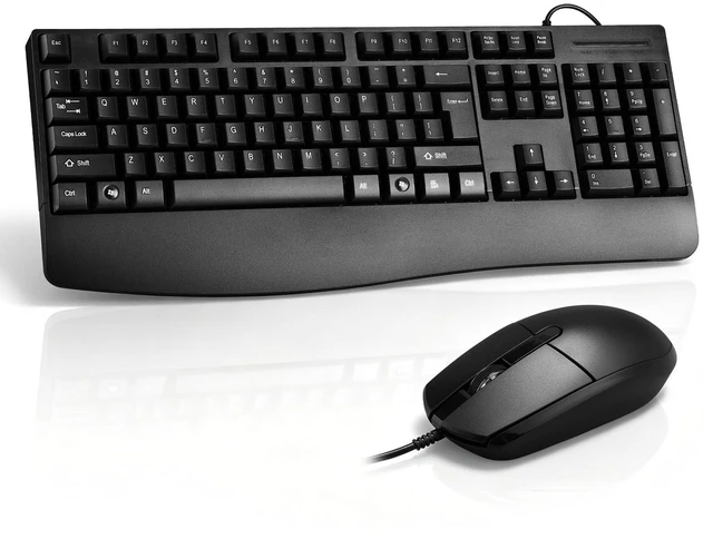 Main image of Wired Keyboard and Mouse Combo with Palm Rest,Full-Sized Ergonomic Computer Keyboard and Optical Wired Mouse for Windows, Mac OS Desktop/Laptop/PC-Black