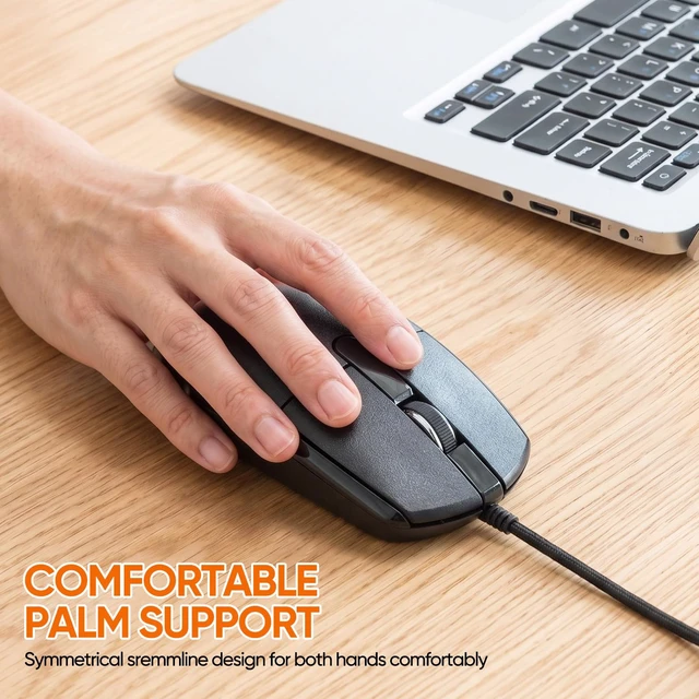 Alt view image 6 of 7 - Wired Keyboard and Mouse Combo with Palm Rest,Full-Sized Ergonomic Computer Keyboard and Optical Wired Mouse for Windows, Mac OS Desktop/Laptop/PC-Black