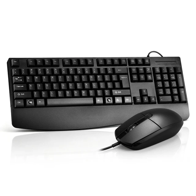 Alt view image 7 of 7 - Wired Keyboard and Mouse Combo with Palm Rest,Full-Sized Ergonomic Computer Keyboard and Optical Wired Mouse for Windows, Mac OS Desktop/Laptop/PC-Black