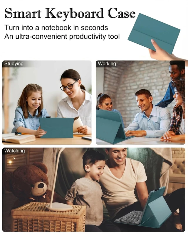 Alt view image 7 of 7 - Universal Tablet Keyboard Case for iPad Samsung Fire Pixel Android 9",9.7",10.1",10.2",10.5",10.9",11", Rechargeable Wireless Bluetooth Keyboard, Folio Cover with Stretch Strap for Android/iOS Tablet