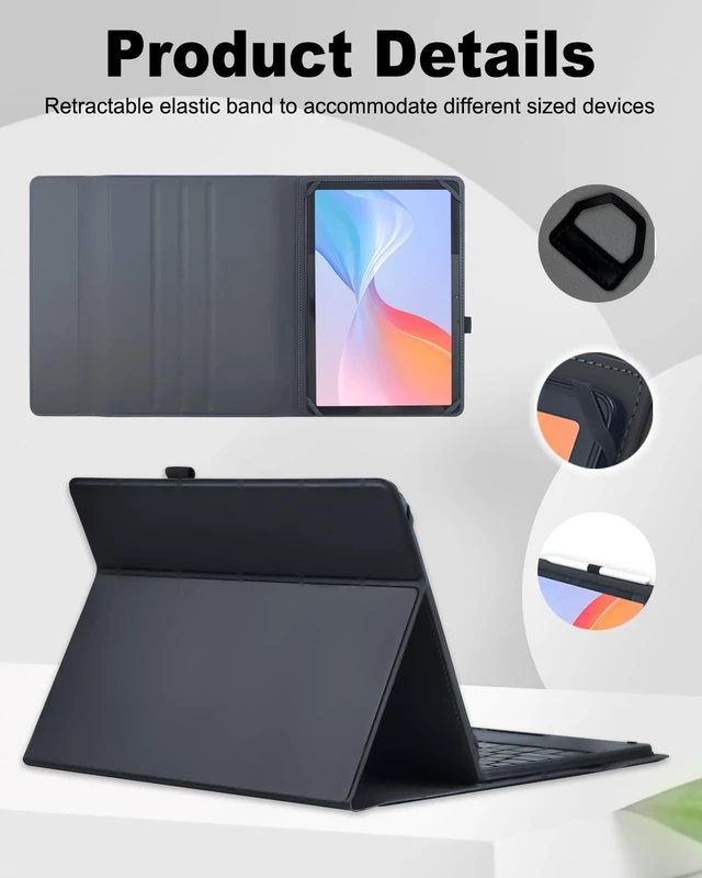 Alt view image 5 of 7 - Universal Touchpad Keyboard Case for 9.7,10.1,10.2,10.5",10.9",11" | ipad/Samsung Tablet, Rainbow Backlight TrackPad Keyboard with Type-C Charging Port fit 9.7-11 inch Android (Black)