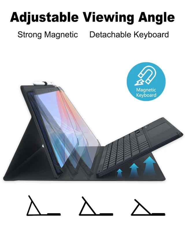 Alt view image 4 of 7 - Universal Touchpad Keyboard Case for 9.7,10.1,10.2,10.5",10.9",11" | ipad/Samsung Tablet, Rainbow Backlight TrackPad Keyboard with Type-C Charging Port fit 9.7-11 inch Android (Black)